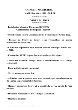 Ordre du jour Conseil Municipal