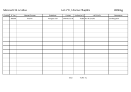 7000 kg Mercredi 19 octobre Lot n°9 / Arvine Chapitre