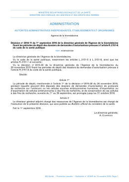 Décision n o 2016-11 du 1 er septembre 2016