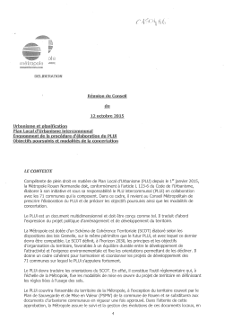 Réunion du Conseil 12 octobre 2015 Urbanisme et planification