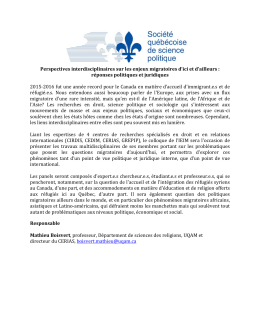 Perspectives interdisciplinaires sur les enjeux migratoires d