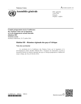 Habitat III - Réunion régionale des pays d`Afrique