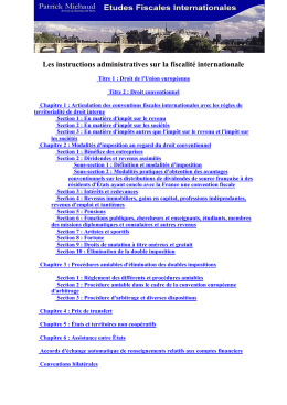 Les instructions administratives sur la fiscalité internationale
