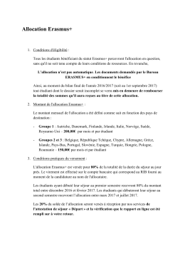 Allocation Erasmus+ - Université Paris