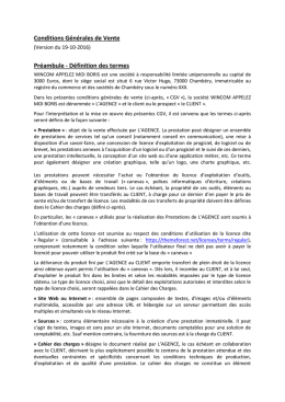 Conditions Générales de Vente Préambule