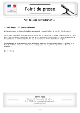 Point de presse du 20 octobre 2016