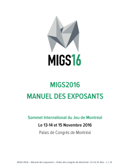 MIGS 2016 – Manuel des exposants – Palais des congrès