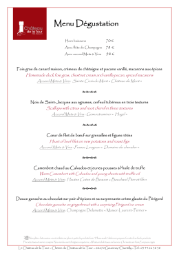 Menu D&eacute;gustation - Ch&acirc;teau de la Tour