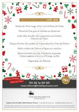 d`informations sur le Menu de No&euml;l et nos brunch