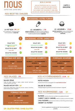 Menu &agrave; emporter