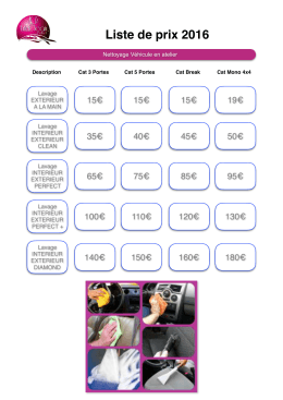 Nos Tarifs - Autoclean Perfect