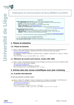 Publications et communications de Fanny BARSICS [u214435]