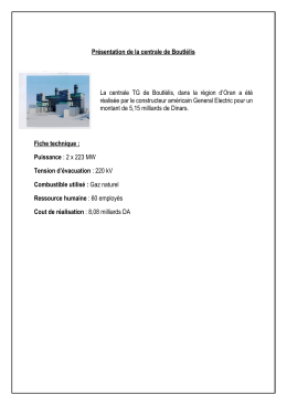 Présentation de la centrale de Boutlélis La centrale TG de Boutlélis