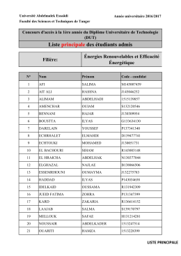 Liste Principale _ DUT _ EREE - Portail de la Faculté des Sciences