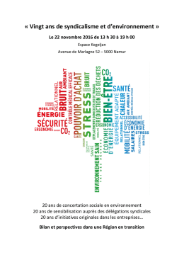 Vingt ans de syndicalisme et d`environnement