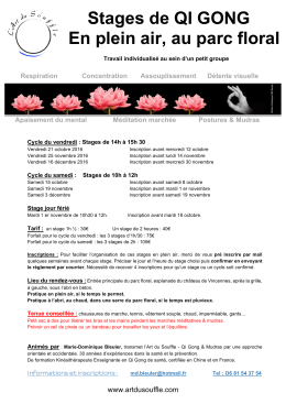 Stages de QI GONG En plein air, au parc floral