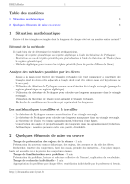 Table des mati`eres 1 Situation math&eacute;matique 2 Quelques &eacute;l&eacute;ments