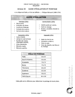 Crit&egrave;res SPPQ - Club Photo Vaudreuil