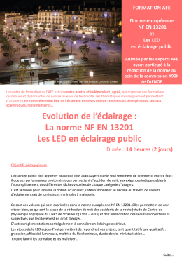 Evolution de l`éclairage : La norme NF EN 13201 Les LED en