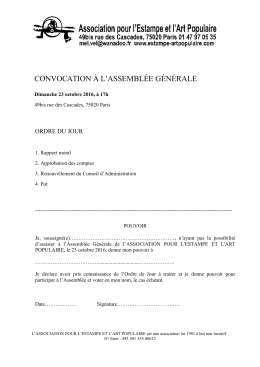 convocation &agrave; l`assembl&eacute;e g&eacute;n&eacute;rale