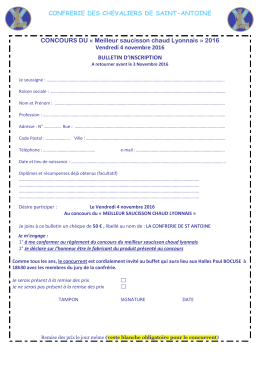 bulletin d`inscription - Charcutiers Traiteurs