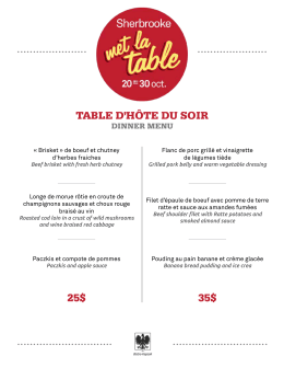 25$ 35$ table d`h&ocirc;te du soir