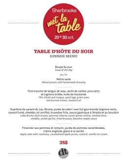 Menu soir - Sherbrooke met la table