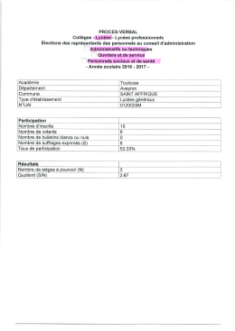 Page 1 PROCES-VERBAL * Collèges - Lycées