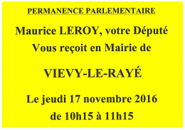 Page 1 PERMANENCE PARLEMENTAIRE Maurice LEROY, votre