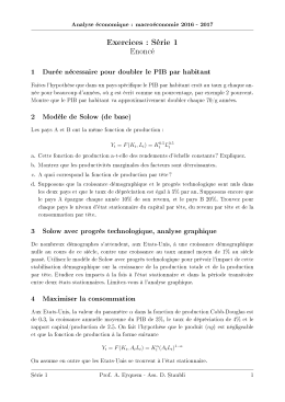 Exercices : S&eacute;rie 1