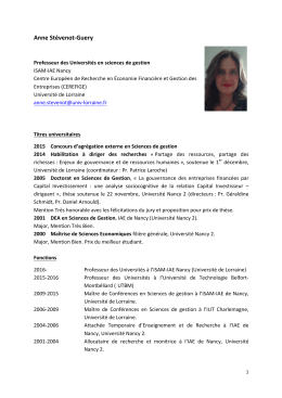 Anne Stévenot-Guery - Université de Lorraine