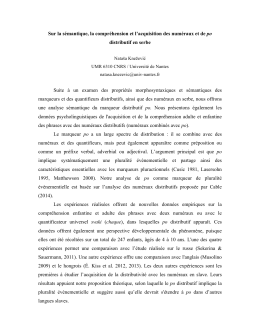 Sur la sémantique, la compréhension et l`acquisition des numéraux