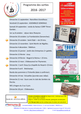 Programme des sorties