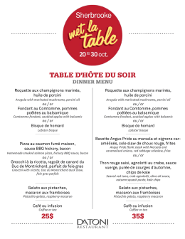 Menu soir - Sherbrooke met la table