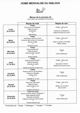 Semaine du 24 au 30 octobre 2016