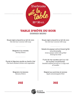 25$ 35$ TABLE D`H&Ocirc;TE DU SOIR