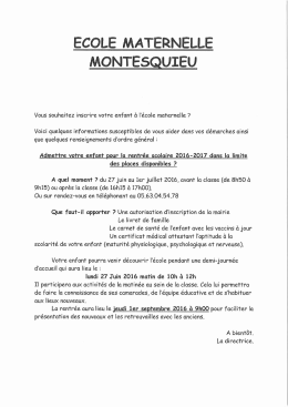 Inscriptions &eacute;cole maternelle