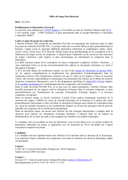 Offre de Stage Post-Doctoral 16 mois