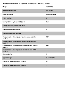 Fiche produit conforme au Règlement Délégué (UE) N° 65