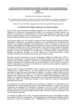 une lettre ouverte au Parlement de la Région wallonne et aux