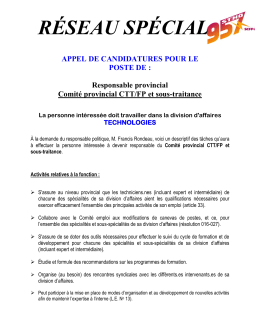 Appel de candidatures - Comité CTT/FP