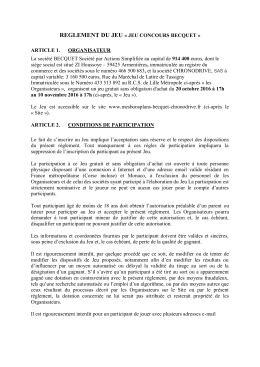 REGLEMENT DU JEU « JEU CONCOURS BECQUET » ARTICLE 1