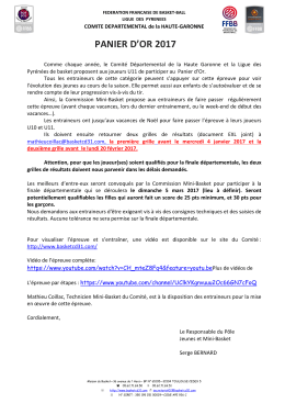 Information Panier d`Or 2016-2017