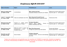 Conf&eacute;rences AGAM 2016-2017