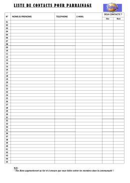 LISTE DE CONTACTS POUR PARRAINAGE