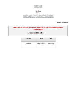 Résultat final du concours de recrutement d`un cadre en
