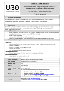 APPEL A CANDIDATURES
