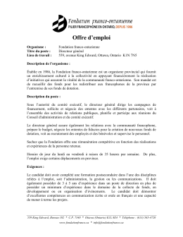 Offre d`emploi - Fondation Franco