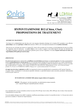 Traitement de l`Hypovitaminose B12 - LDHVet