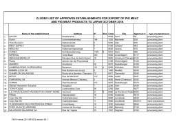 closed list of approved establishments for export of pig meat
